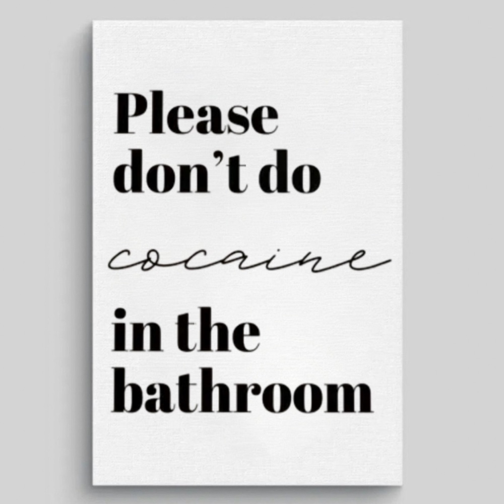 Please Don’t Do Cocaine In The Bathroom Funny Bathroom Humor Canvas Wall Decor